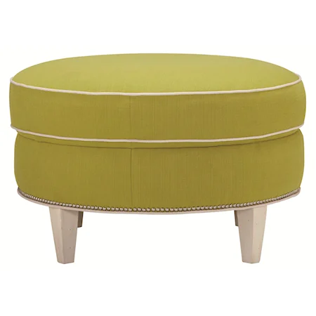 Contemporary Styled Round Ottoman with Tapered Legs